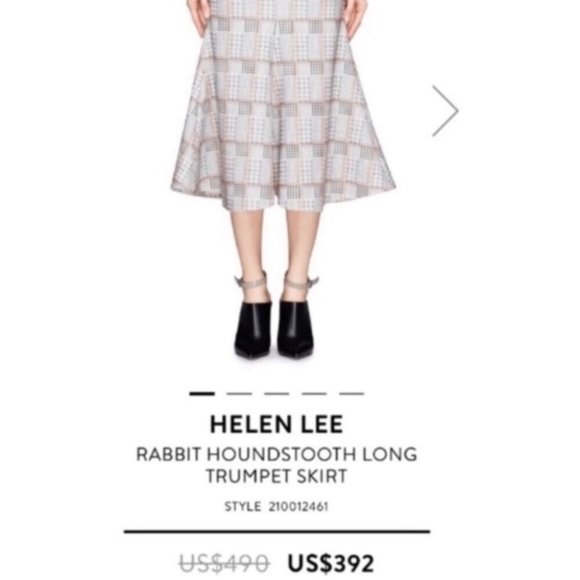 🐇HELEN LEE🐇RABBIT HOUNDSTOOTH LONG TRUMPET SKIRT - Picture 3 of 7